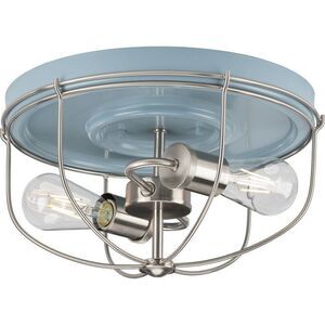 Progress Lighting -  Medal 2-Light Flush Mount Ceilin Blue